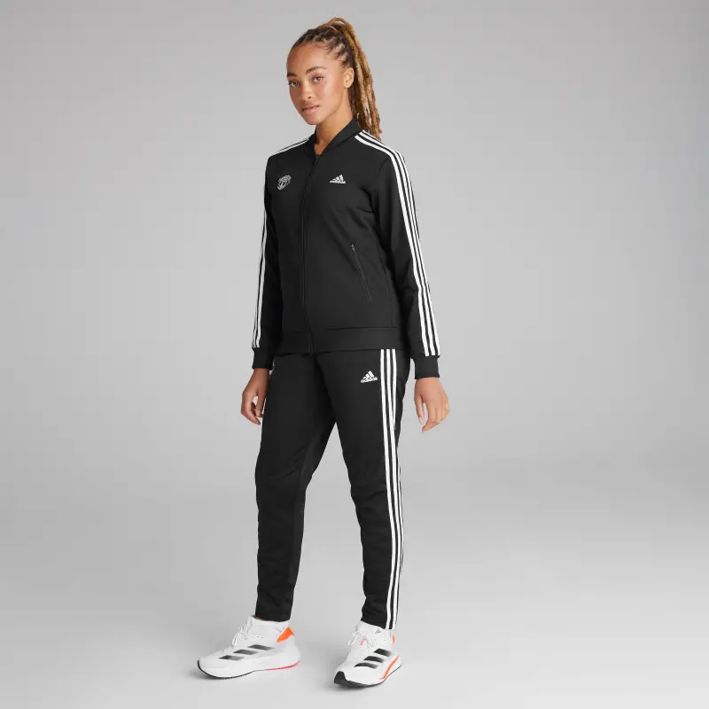 Manchester United x adidas Womens Essentials 3-Stripes Tracksuit Black-3659